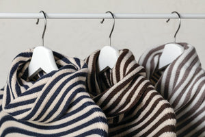 Cowl Neck Poncho - Navy and Cream