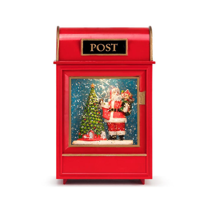 Christmas - Lit Musical Santa Post Snow Globe