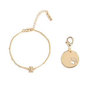 Bracelet/Collar Charm Set - Gold Paw