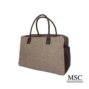 Brown Herringbone Duffle Bag