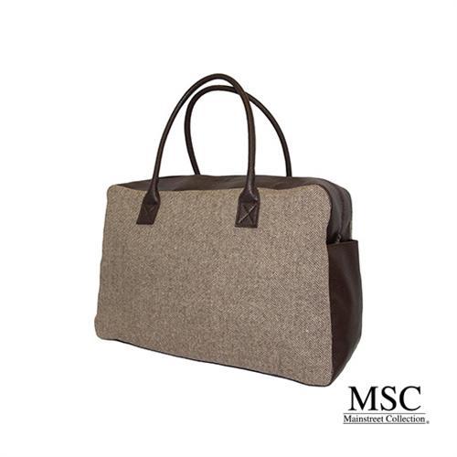 Brown Herringbone Duffle Bag