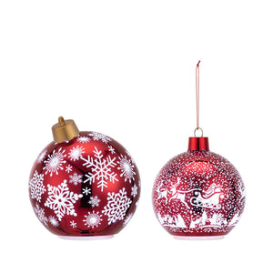 Christmas - Lit Red Glitter Ornament Sitters - Set of 2