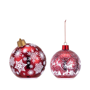 Christmas - Lit Red Glitter Ornament Sitters - Set of 2