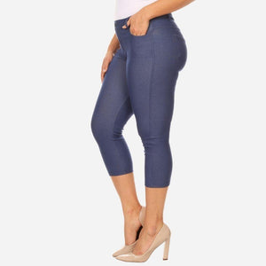 Nantucket Women's Classic Plus Size Capri Jeggings - Dark Blue