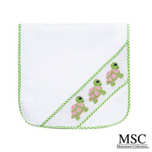 Smocked Burp Cloth - Green Turtle