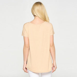 Crissy Plus Size Short Sleeve Color Block Tunic - Camel