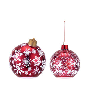 Christmas - Lit Red Glitter Ornament Sitters - Set of 2