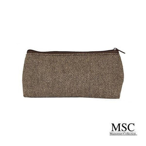 Brown Herringbone Grab & Go Pouch