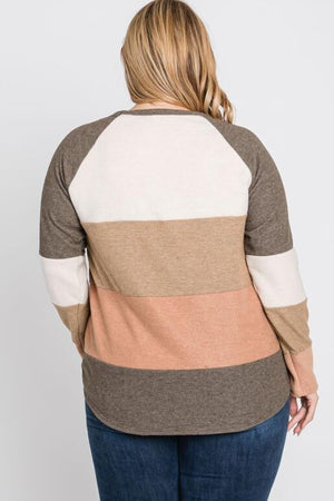 Brea Brushed Hacci Color Block - Brown