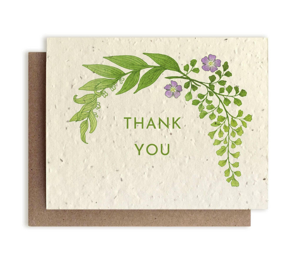 Card - Thank You Botanical Greeting Card - Plantable See Paper