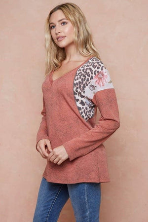 Sweet Attention Patchwork Top - Rust