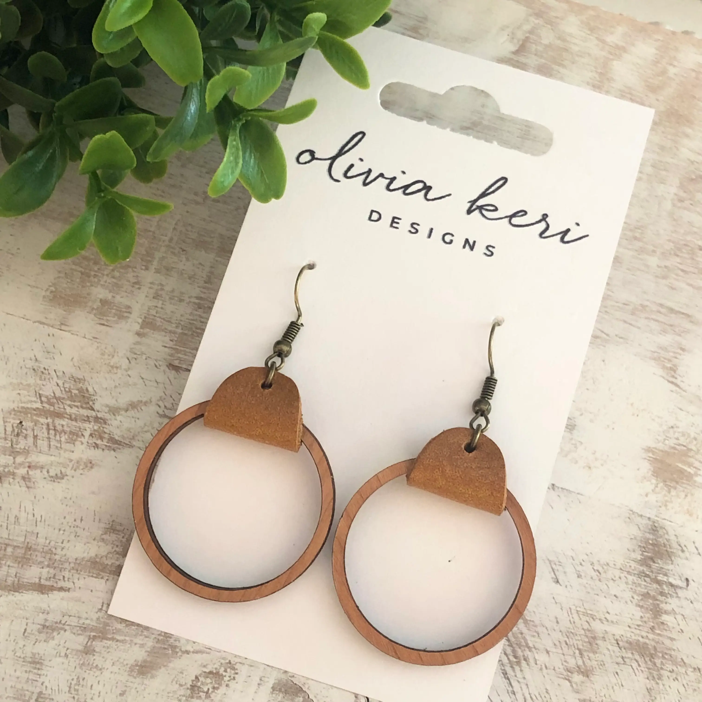 Earrings Wood Hoops Spotted Moon