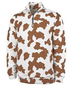 Crosswind Quarter Zip Sweatshirt - Brown Cow Print