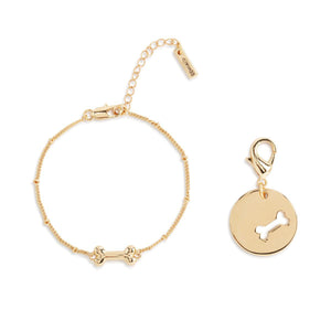 Bracelet/Collar Charm Set - Gold Bone