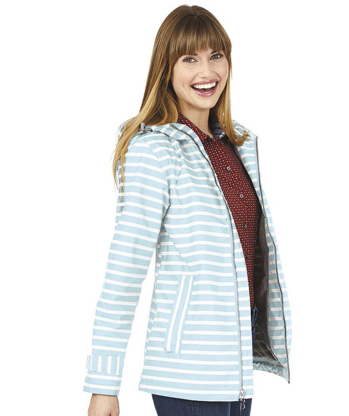 Rainjacket 5990 - Stripe Aqua and White