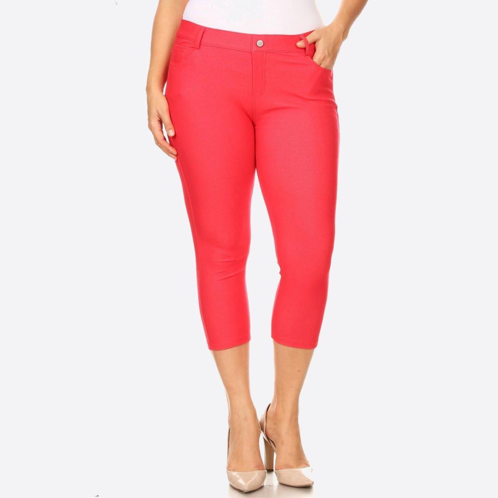 Nantucket Women's Classic Plus Size Capri Jeggings - Red