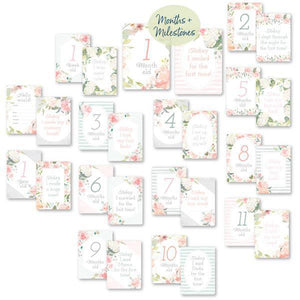 Double-Sided Baby Milestone Cards - Floral Cards