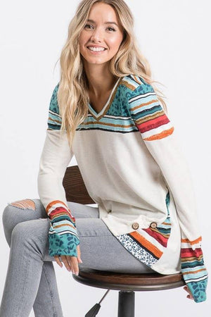 Cashmere Knit Sweater with Contrast - Jade