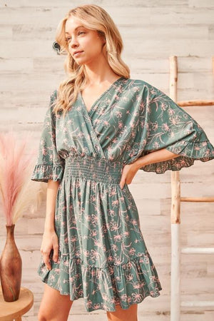 Calla Floral Mini Dress - Teal