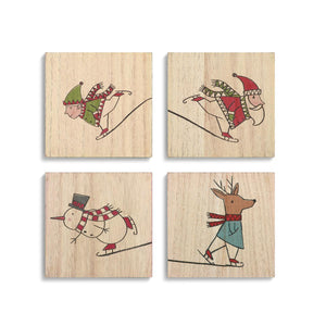 Christmas Coasters - Skating Characters (4 Assorted)