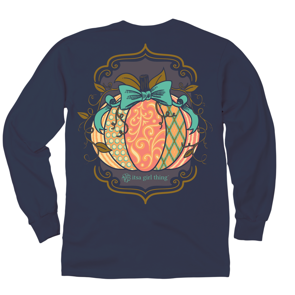 ITSA - Pattern Pumpkin - Long Sleeve T-Shirt - Navy