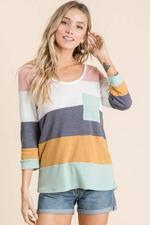 Cotton Candy Color Block Top - Multicolor
