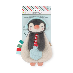 Itzy Lovey Plush + Teether - Holiday Penguin