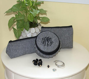Black Herringbone Jewelry Round
