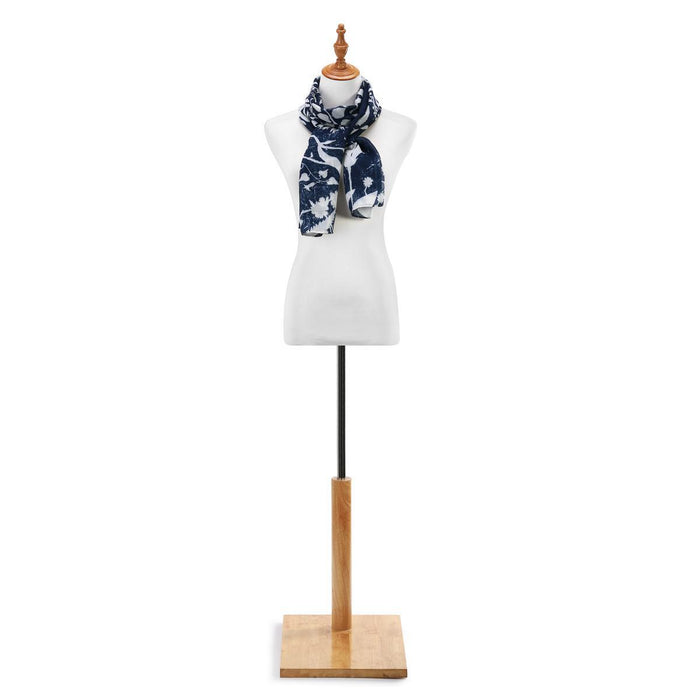 Rectangle Scarf with Navy Floral Design