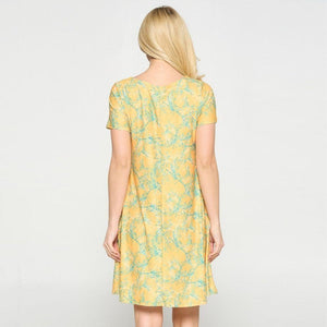 Melody Flowy Printed Dress - Yellow