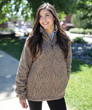 Crosswind Quarter Zip Sweatshirt - Leopard