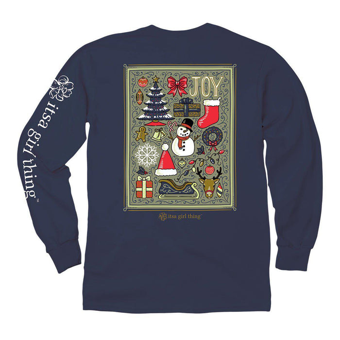 Itsa - Christmas Collage - Long Sleeve - Navy
