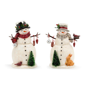 Christmas - Snowmen Paperpulp Figures - 2 Assorted