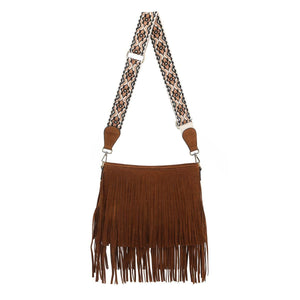 Sadie Suede Fringe Crossbody with Guitar Strap