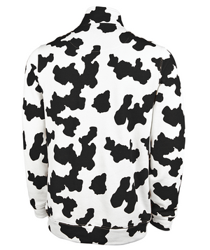Crosswind Quarter Zip Sweatshirt - Black Cow Print