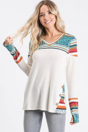 Cashmere Knit Sweater with Contrast - Jade