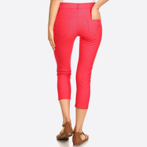 Nantucket Women's Classic Skinny Capri Jeggings - Red