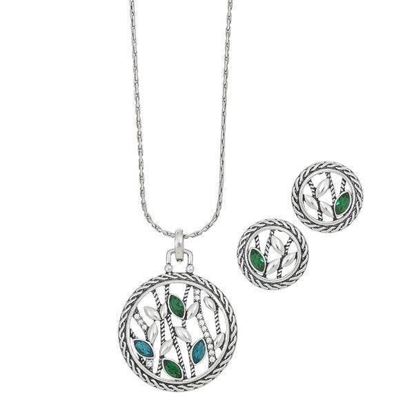 Open Circle Nature SIlver Necklace and Earrings
