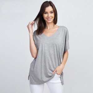 KiKi Ladies Short Sleeve Oversized Tee - Heather Gray