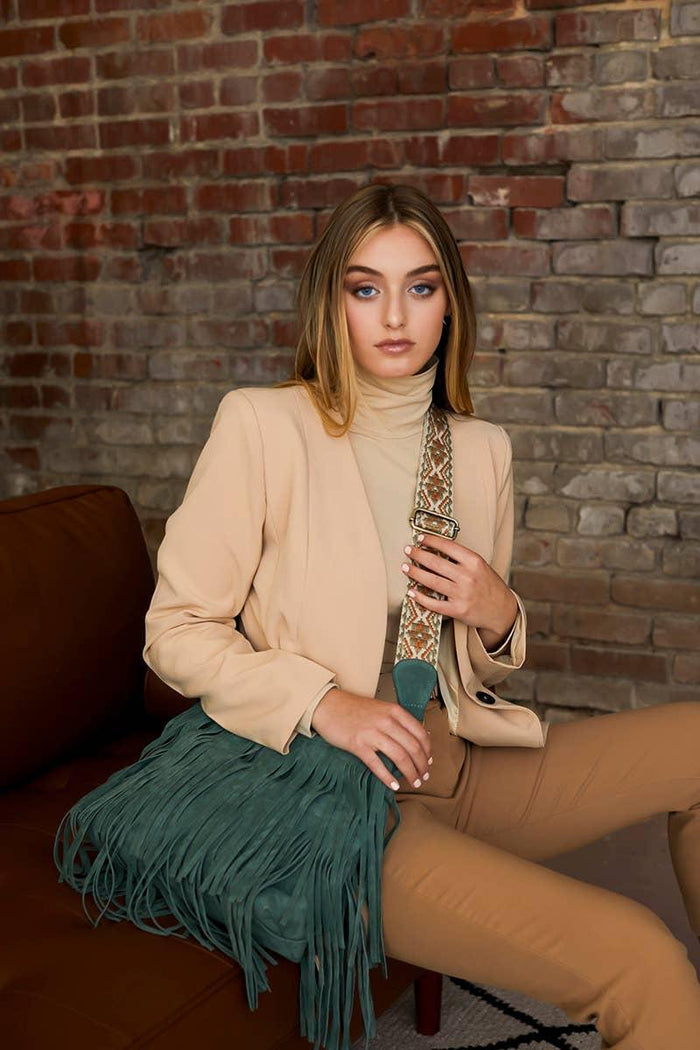 Sadie Suede Fringe Crossbody with Guitar Strap