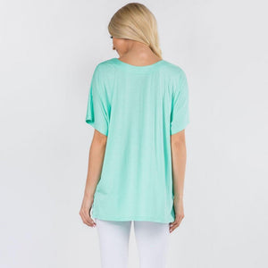 Ali Ladies Solid Color Short Sleeve Oversized Tee - Mint