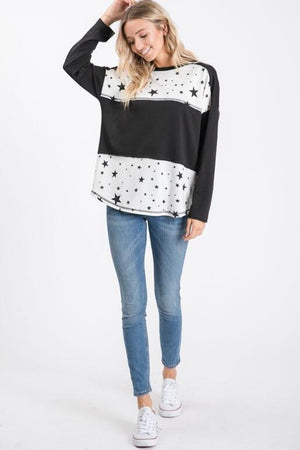 Amora French Terry Star Top - Black