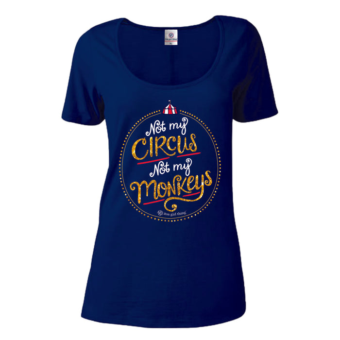 Itsa - Short Sleeve Scoop Neck - Not My Circus Monkeys - Harbor Blue