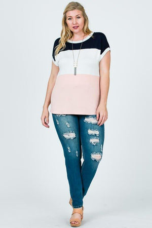 Priya Plus Short Sleeve Top - Blush