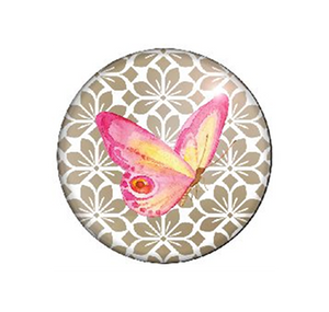 Badge Button - Printed - Demure Butterfly