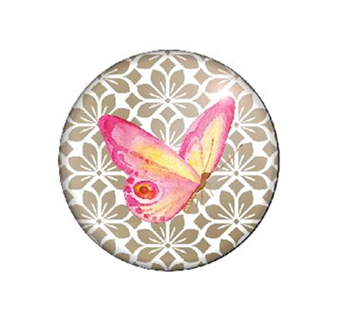 Badge Button - Printed - Demure Butterfly