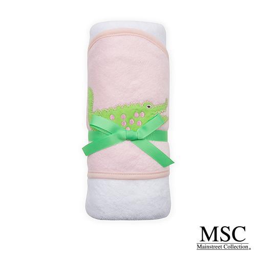 Hooded Towel - Ruffle Pink Alligator
