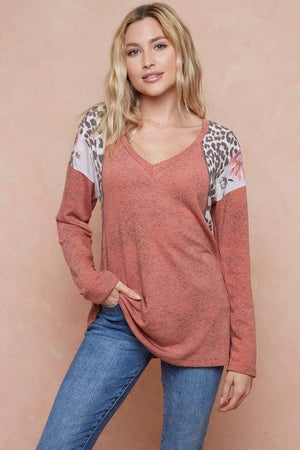 Sweet Attention Patchwork Top - Rust