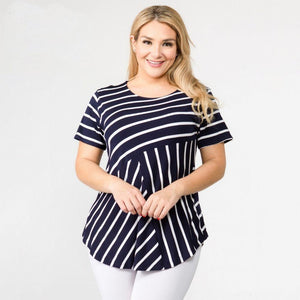 Josie Striped Navy and White Short Sleeve Tunic Top