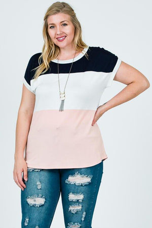 Priya Plus Short Sleeve Top - Blush